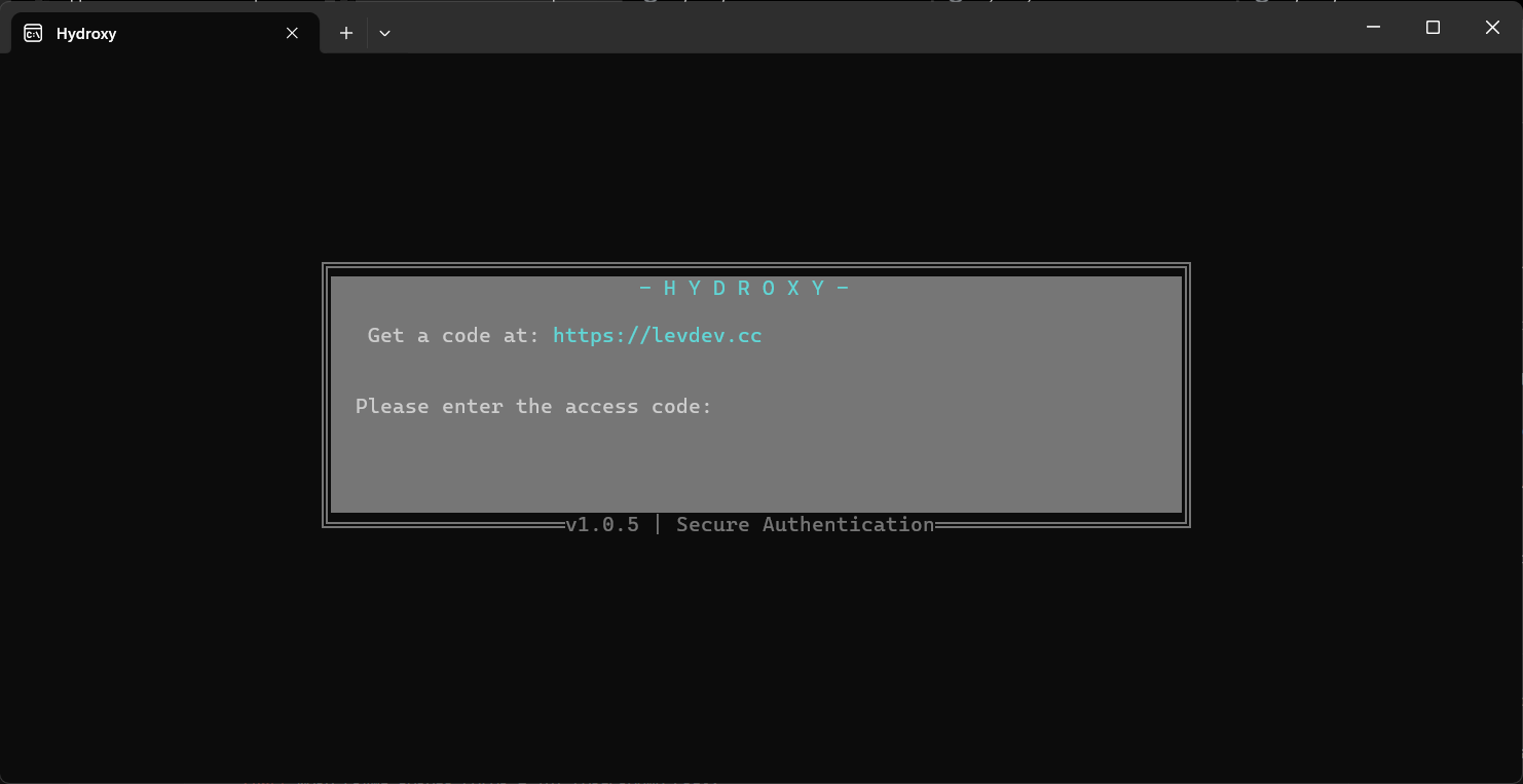 Screenshot of the authentication screen